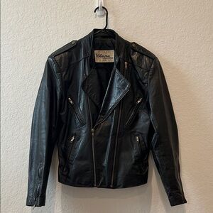 Vintage Wilson Classic Black Leather Jacket for Men or Woman
